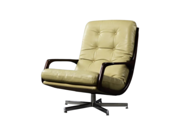 Skórzany fotel obrotowy, proj. Eugen Schmidt dla Soloform, Niemcy, lata 60