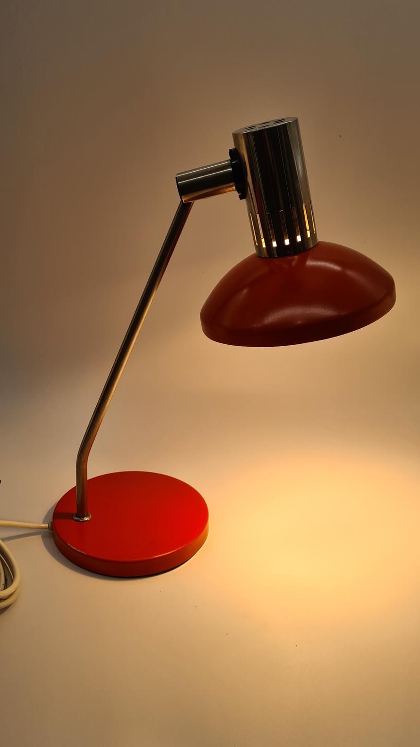Red table lamp, by Aka Leuchten, Germany, 1970s