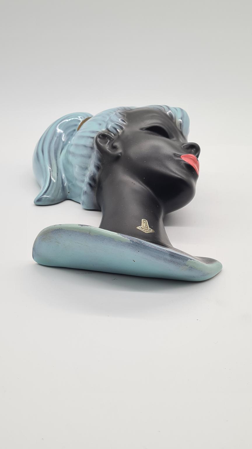 Ceramiczna maska ścienna proj. Alberta Strunz, Niemcy, lata 60