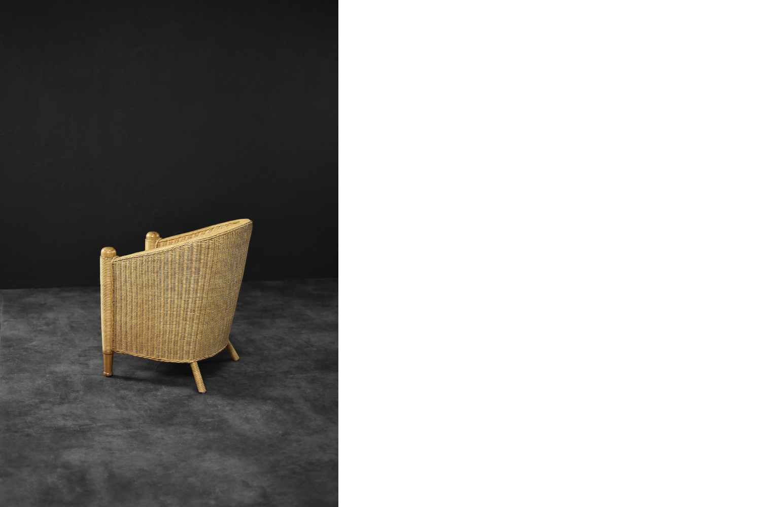 Fotel rattanowy Barrel Chair w stylu Boho, Włochy, lata 70