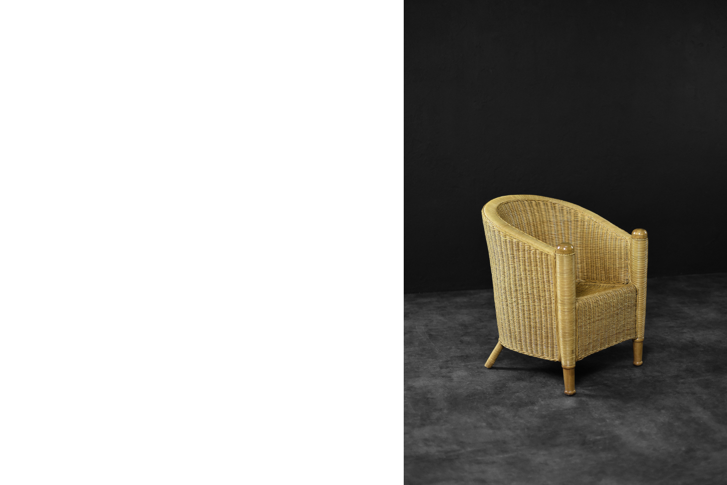 Fotel rattanowy Barrel Chair w stylu Boho, Włochy, lata 70