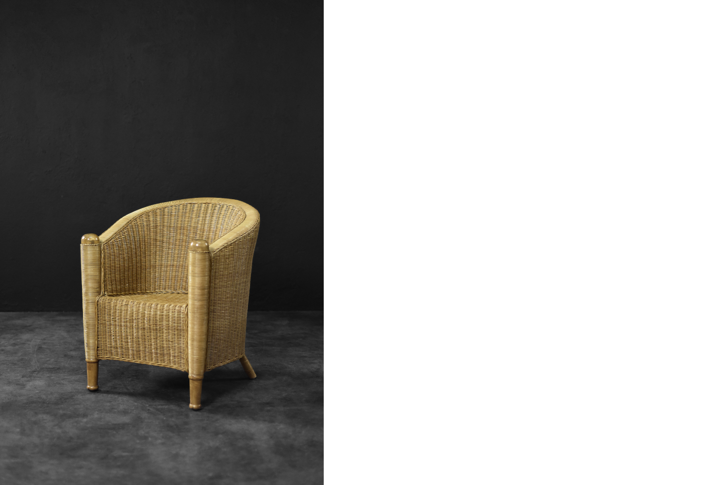 Fotel rattanowy Barrel Chair w stylu Boho, Włochy, lata 70