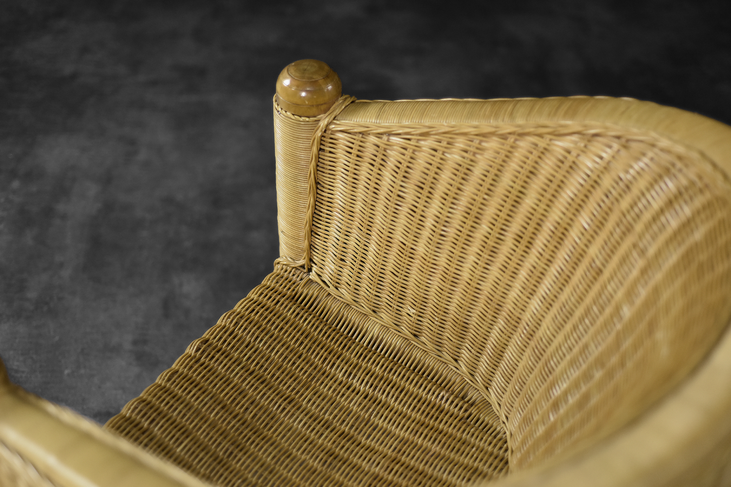 Fotel rattanowy Barrel Chair w stylu Boho, Włochy, lata 70