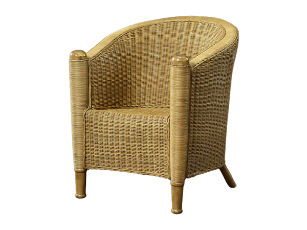 Fotel rattanowy Barrel Chair w stylu Boho, Włochy, lata 70