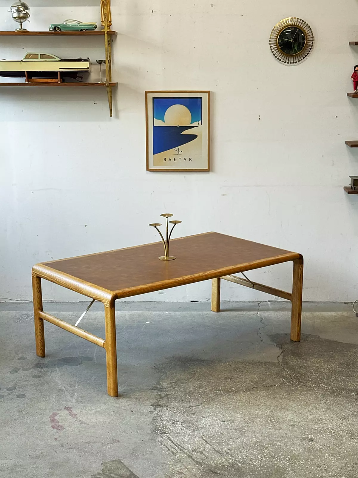 Ash coffee table with teak mosaic, Denmark, 1960s/70s
