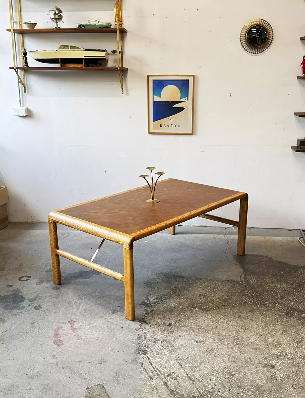 Ash coffee table with teak mosaic, Denmark, 1960s/70s
