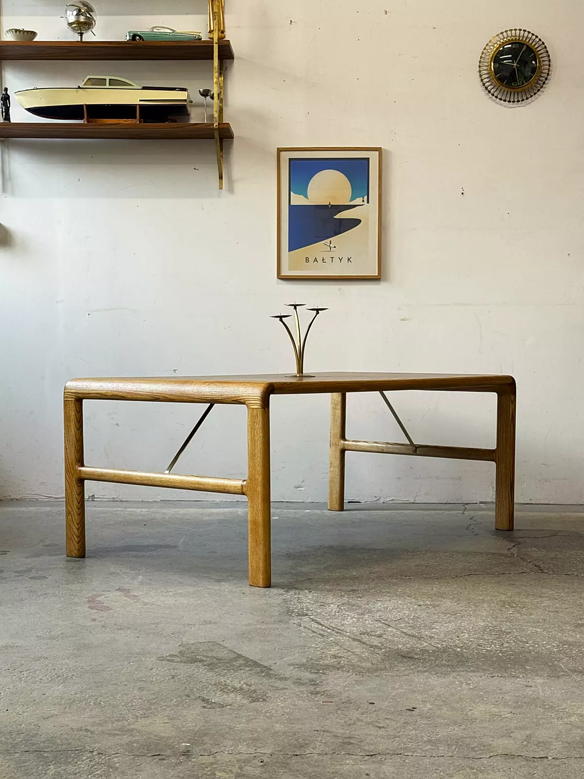 Ash coffee table with teak mosaic, Denmark, 1960s/70s