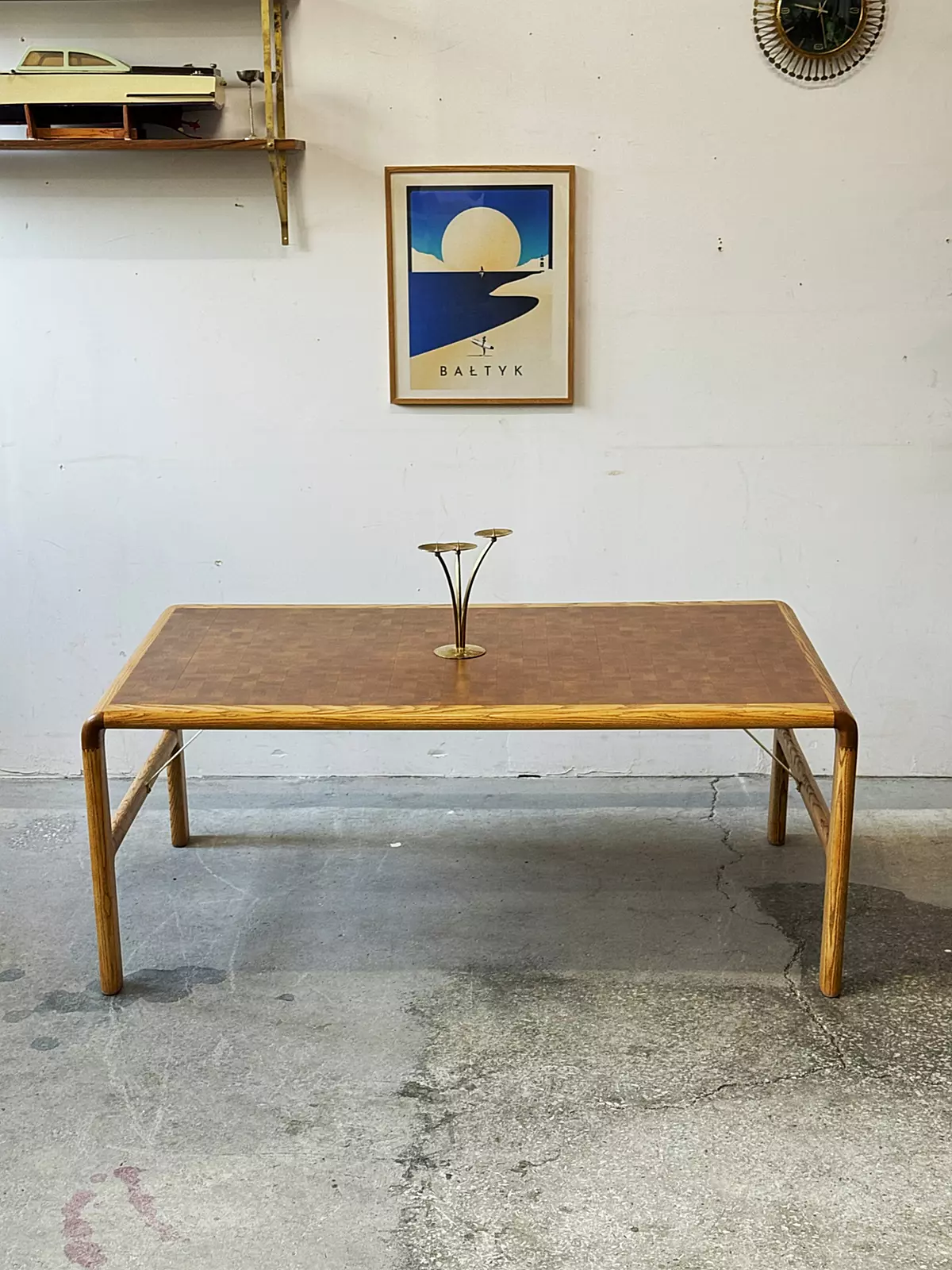 Ash coffee table with teak mosaic, Denmark, 1960s/70s