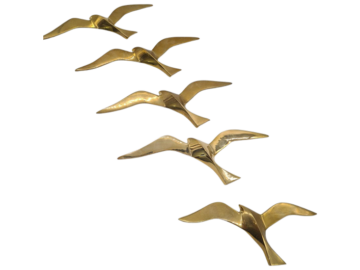 Mewy w locie - mosiężne dekoracje ścienne, Norwegia, lata 70