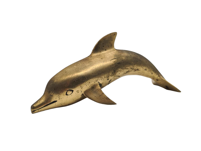 Mosiężna figurka delfina, lata 70