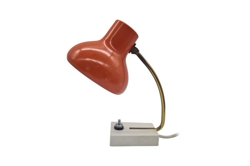 Pomarańczowa lampa biurkowa, lata 60/70