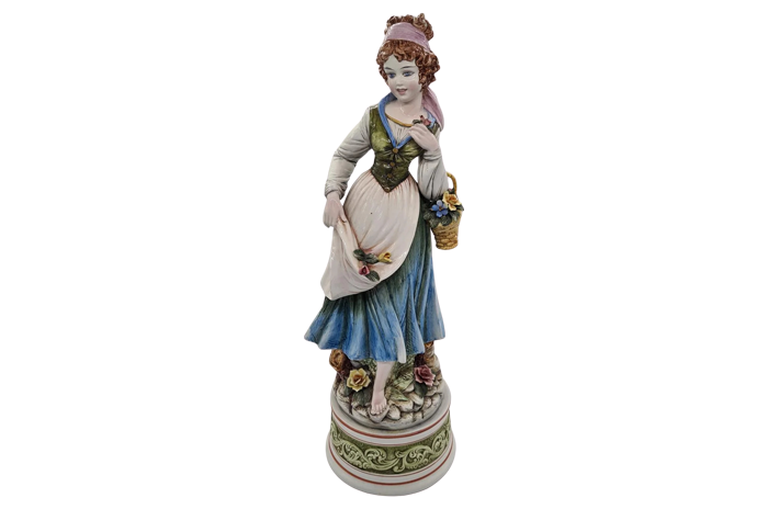 Wysoka ceramiczna figura "kobieta zbierająca kwiaty" proj. Domenico Poloniato, Włochy, lata 80