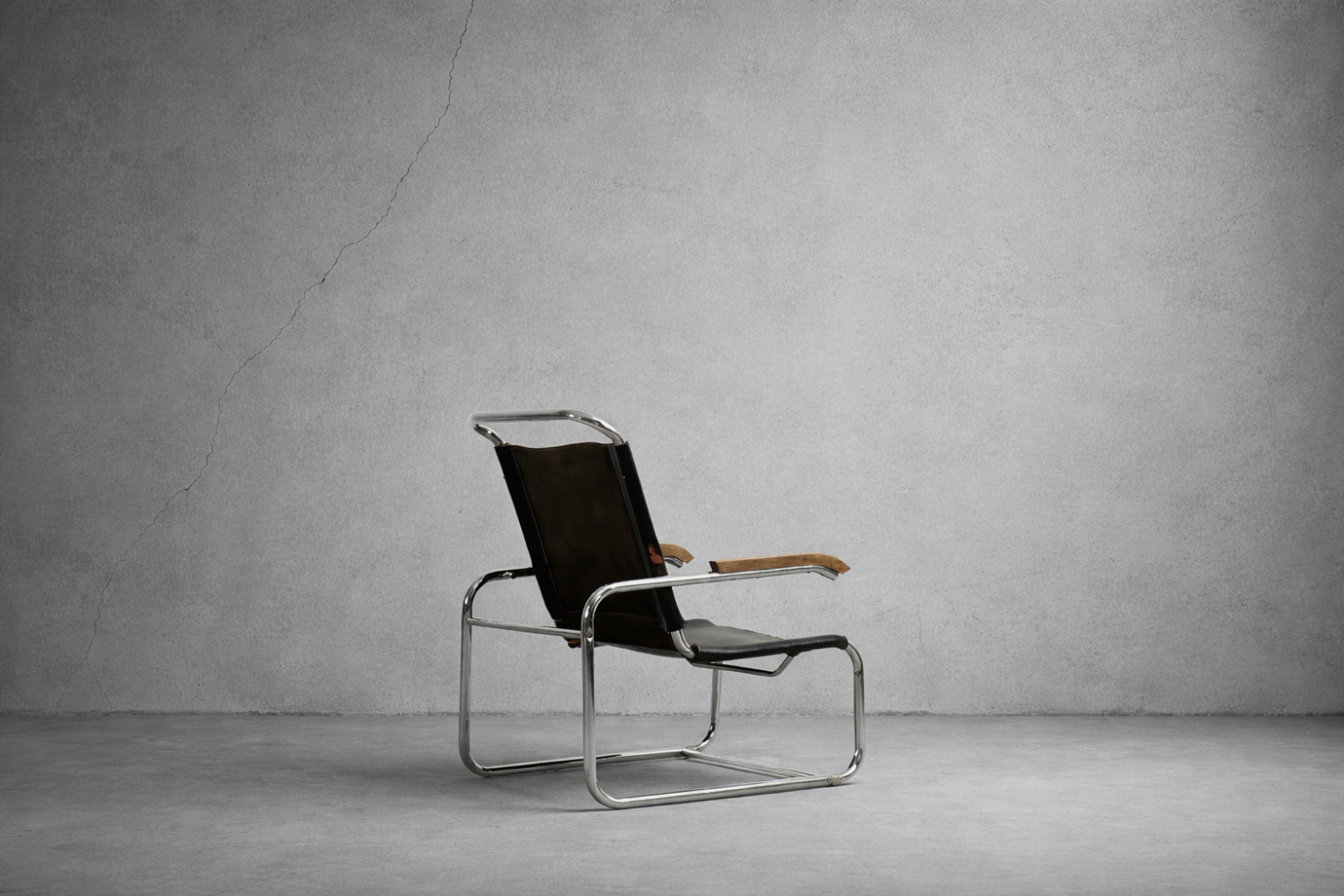 B35 Leather Armchair, Designed by Marcel Breuer, Thonet, Germany, 1930s