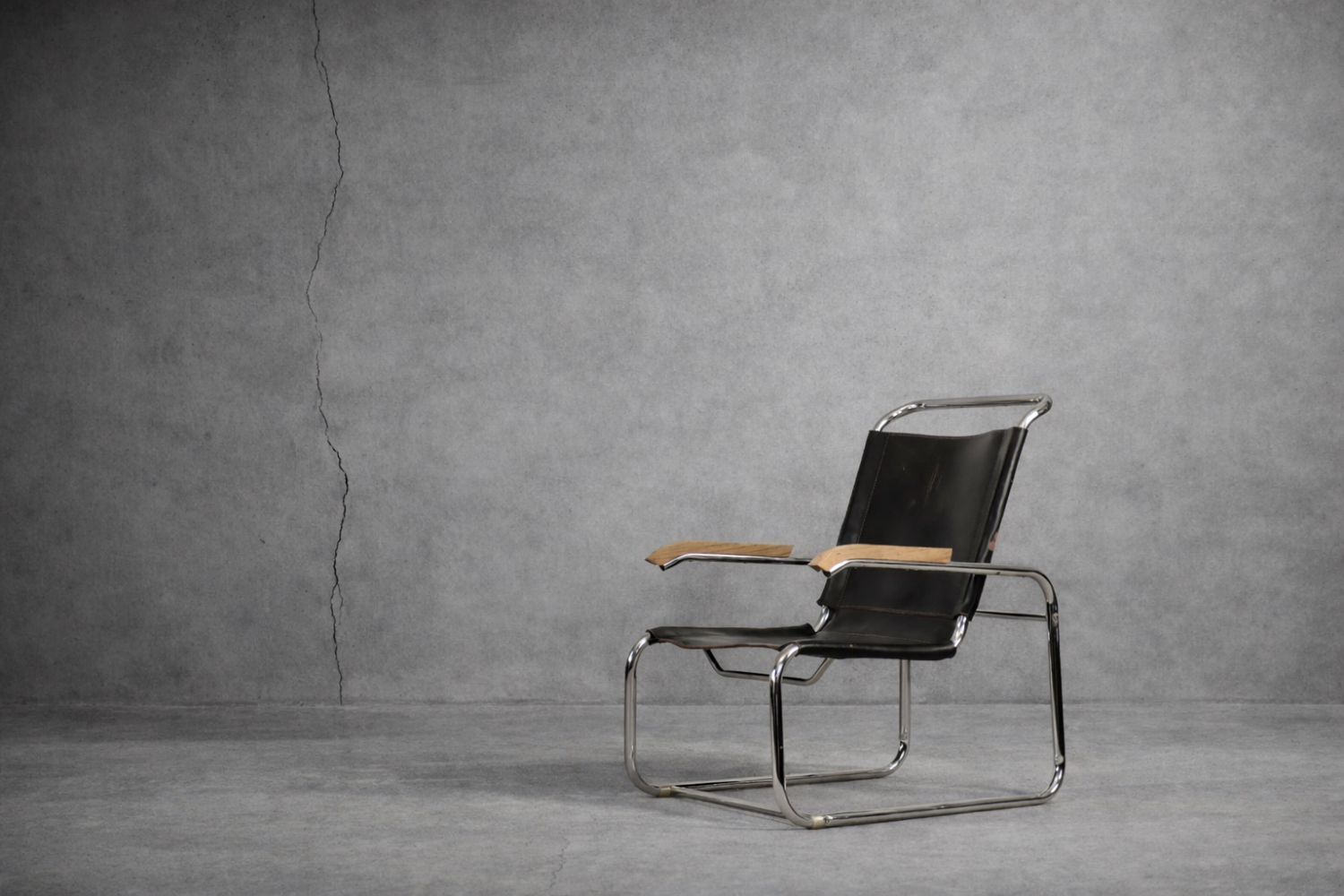 B35 Leather Armchair, Designed by Marcel Breuer, Thonet, Germany, 1930s