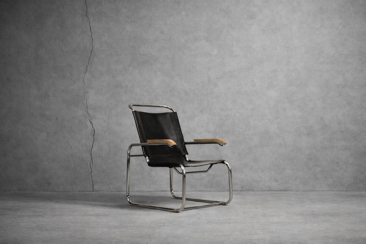 B35 Leather Armchair, Designed by Marcel Breuer, Thonet, Germany, 1930s