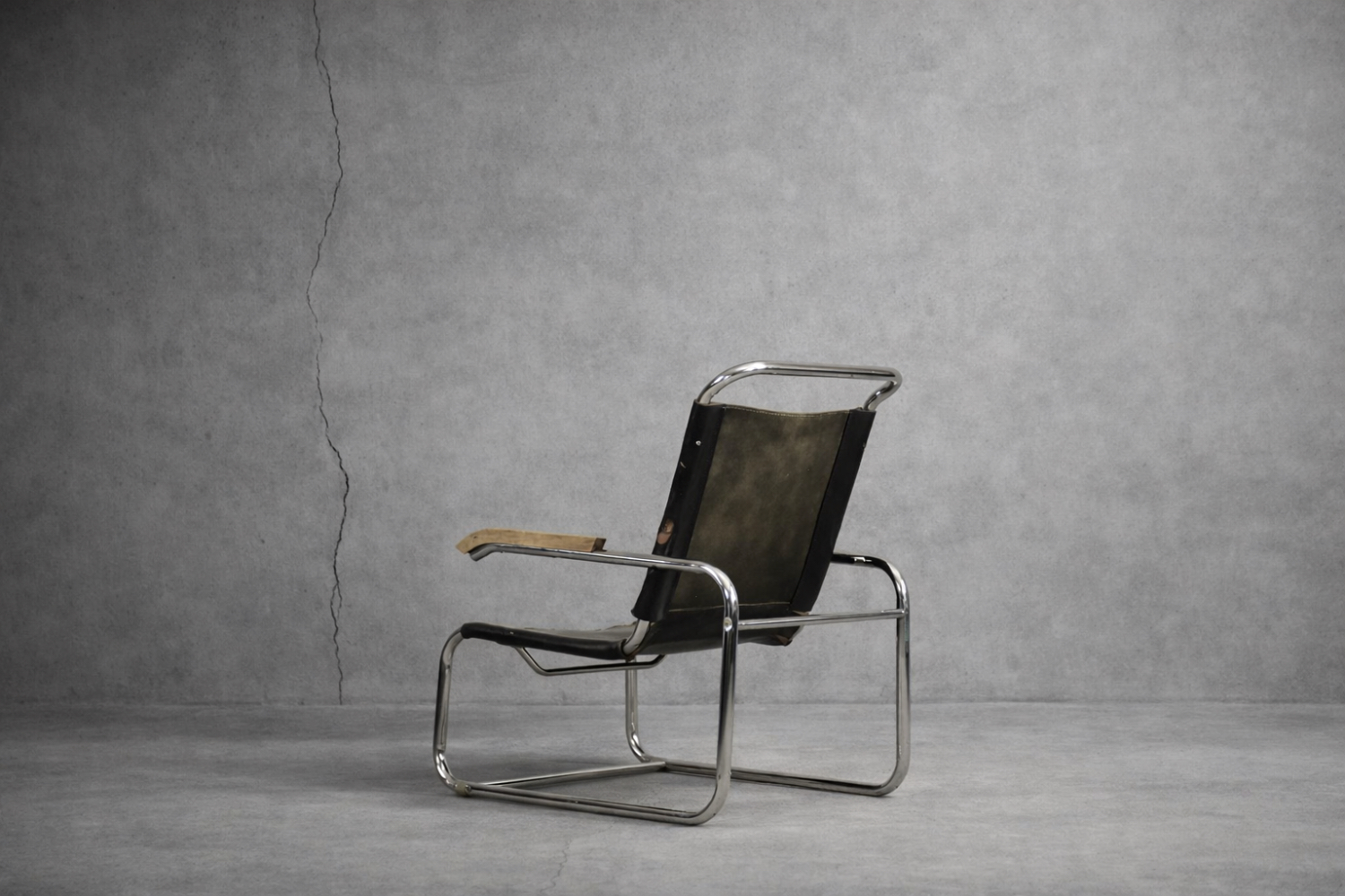 B35 Leather Armchair, Designed by Marcel Breuer, Thonet, Germany, 1930s