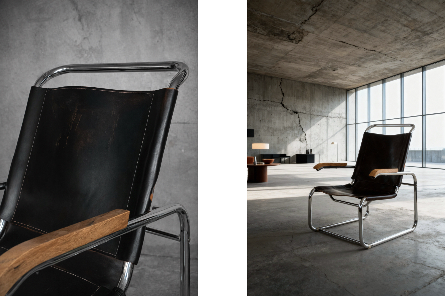 B35 Leather Armchair, Designed by Marcel Breuer, Thonet, Germany, 1930s