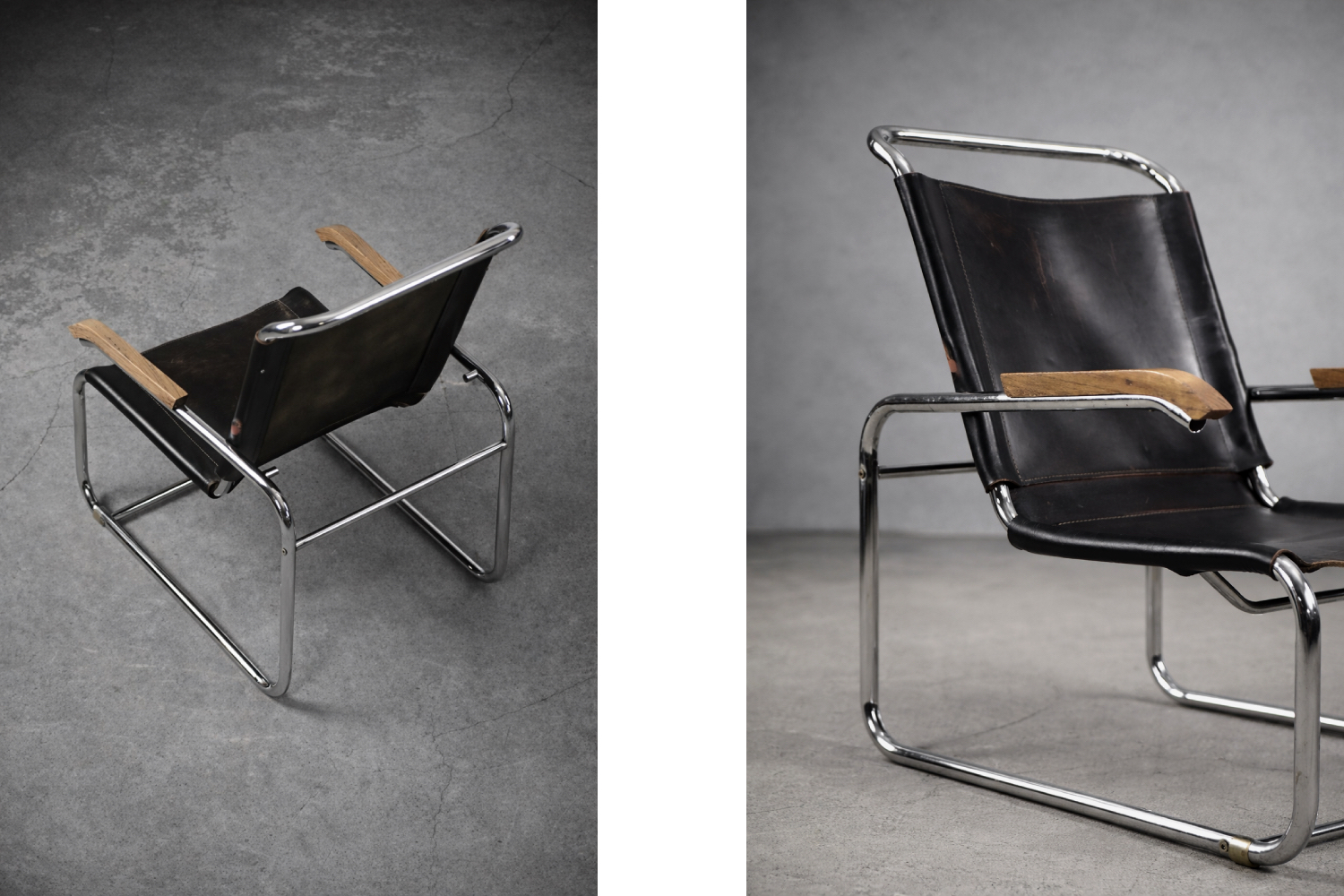 B35 Leather Armchair, Designed by Marcel Breuer, Thonet, Germany, 1930s