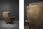 Vintage leather lounge chair, Lystager Industri, Denmark, 1970s