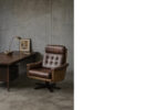 Vintage leather lounge chair, Lystager Industri, Denmark, 1970s
