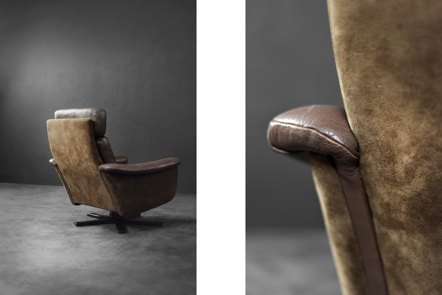 Vintage leather lounge chair, Lystager Industri, Denmark, 1970s