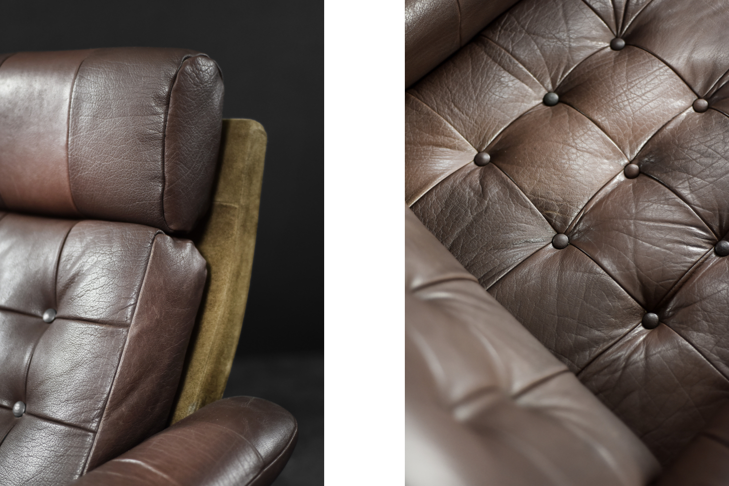 Vintage leather lounge chair, Lystager Industri, Denmark, 1970s