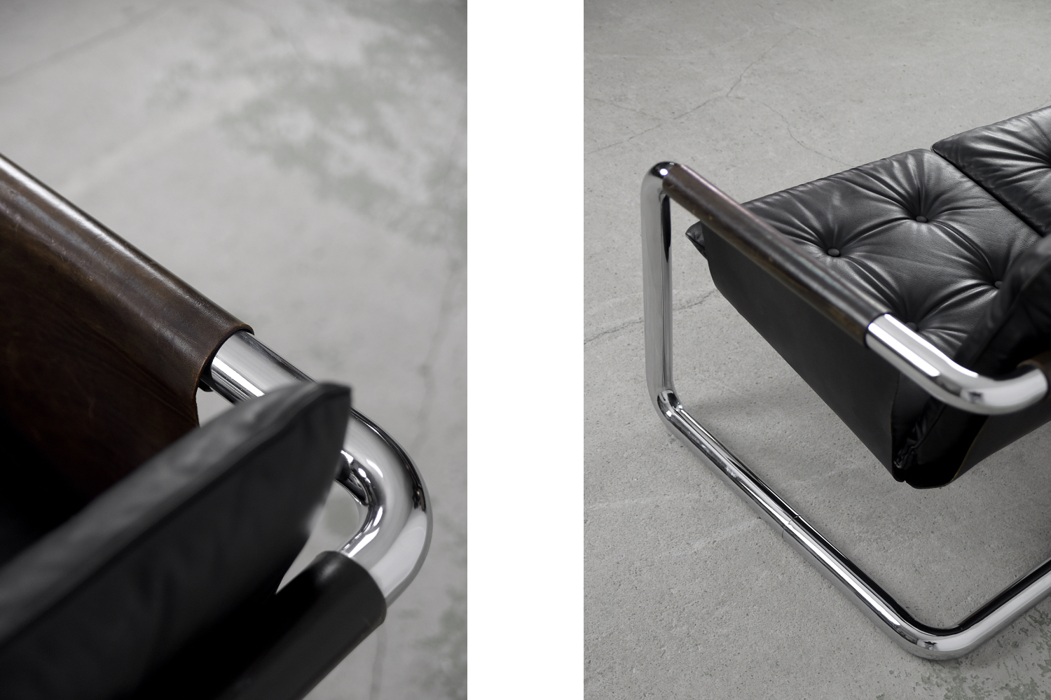 Brutalistyczna sofa skórzana, lata 50