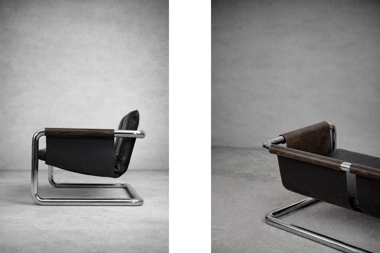 Brutalistyczna sofa skórzana, lata 50