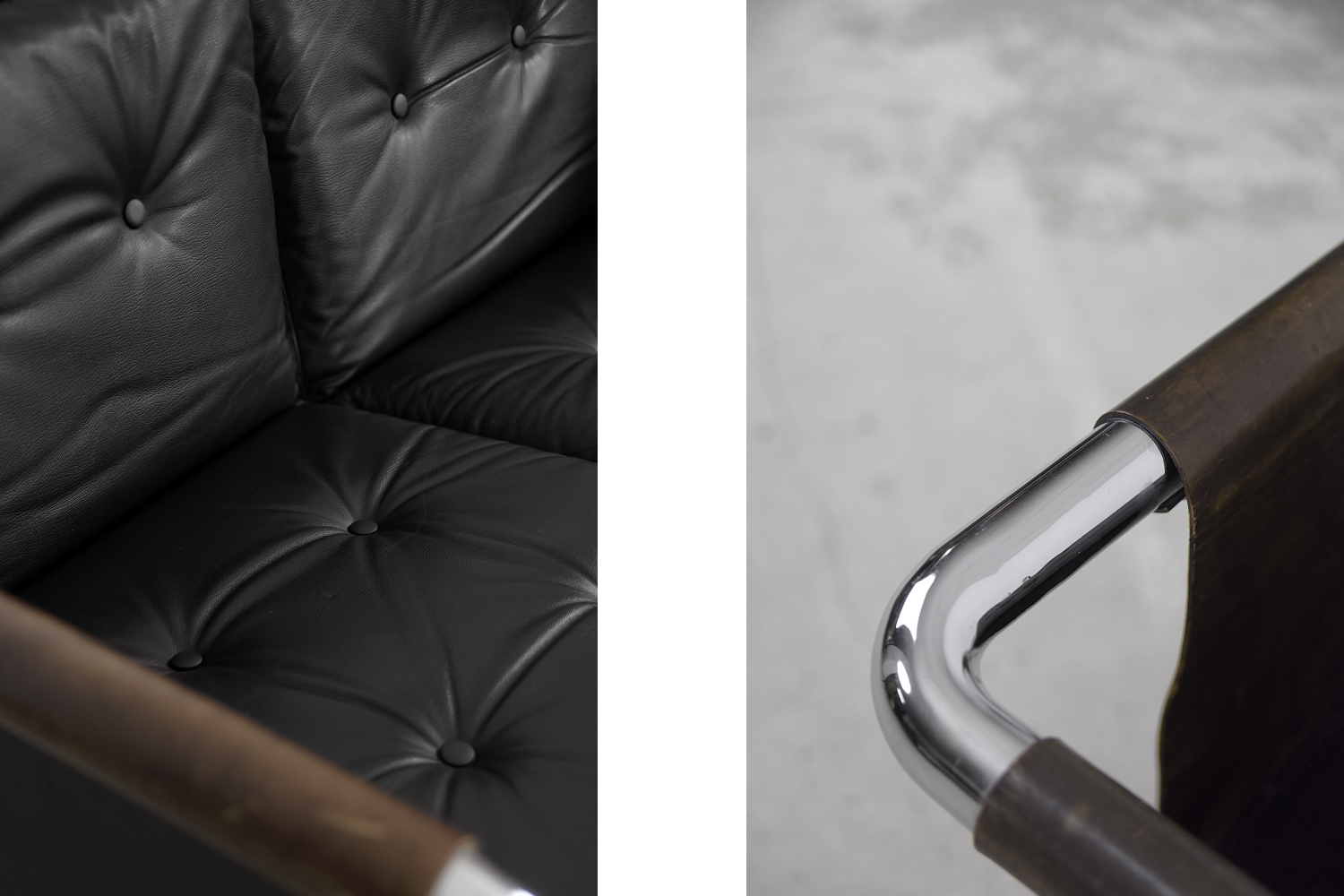 Brutalistyczna sofa skórzana, lata 50