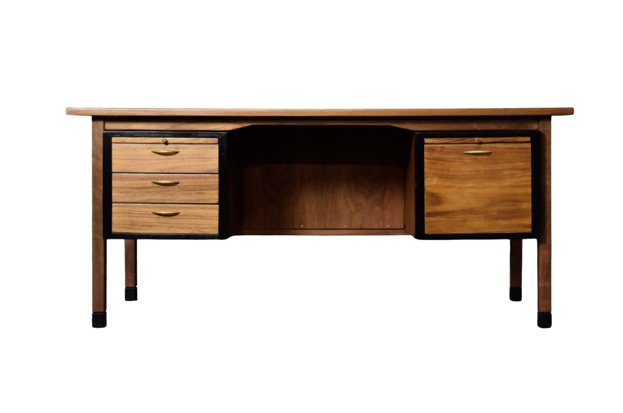 Modernistyczne duże biurko tekowe, Dania, lata 60