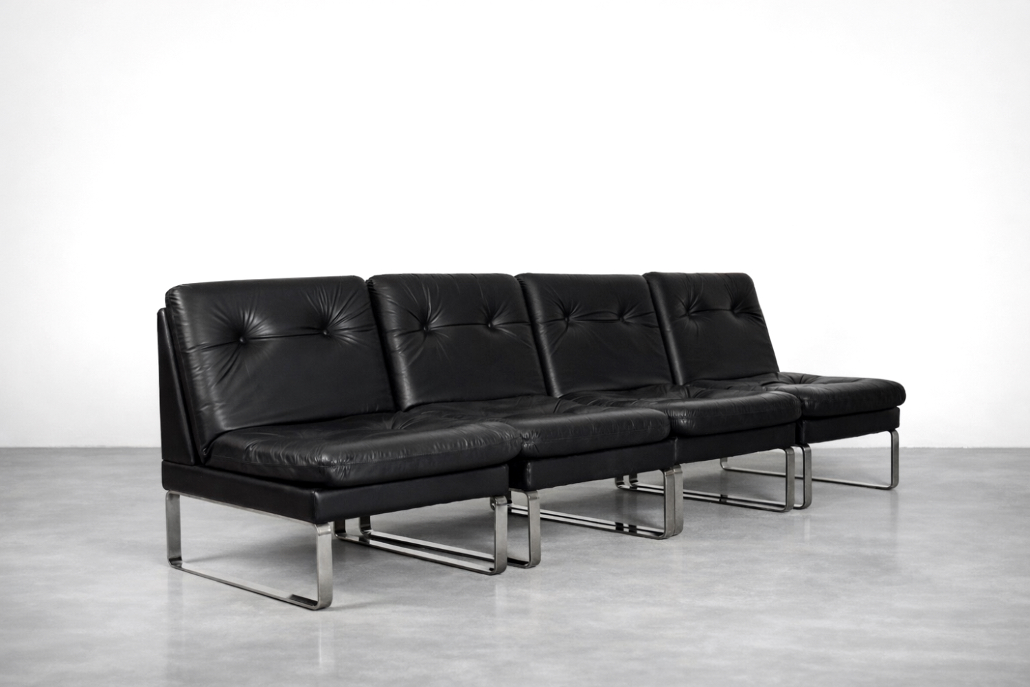 Modular Sofa / Set of 4 Leather Armchairs by Klöber, Germany, 1980s