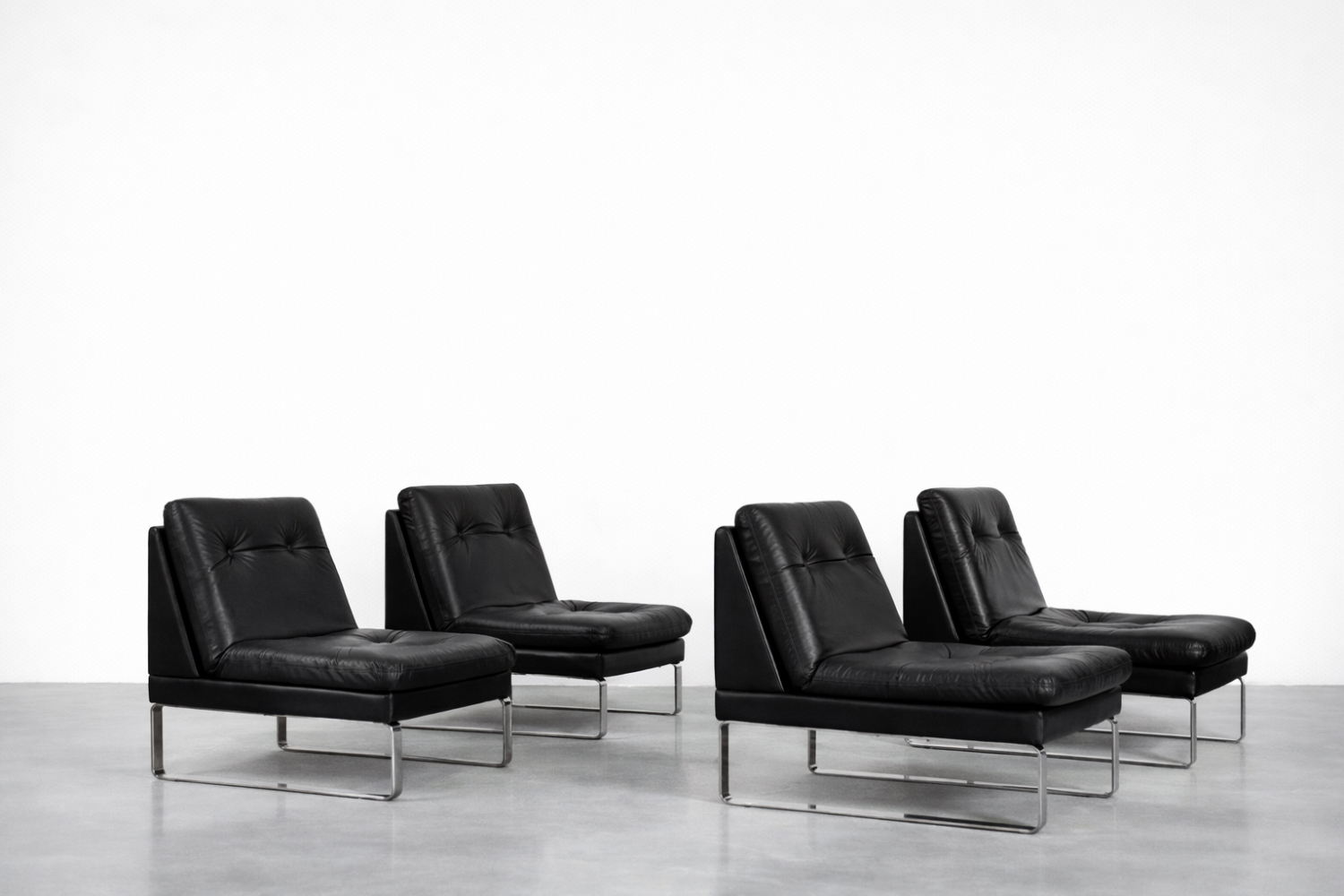 Modular Sofa / Set of 4 Leather Armchairs by Klöber, Germany, 1980s