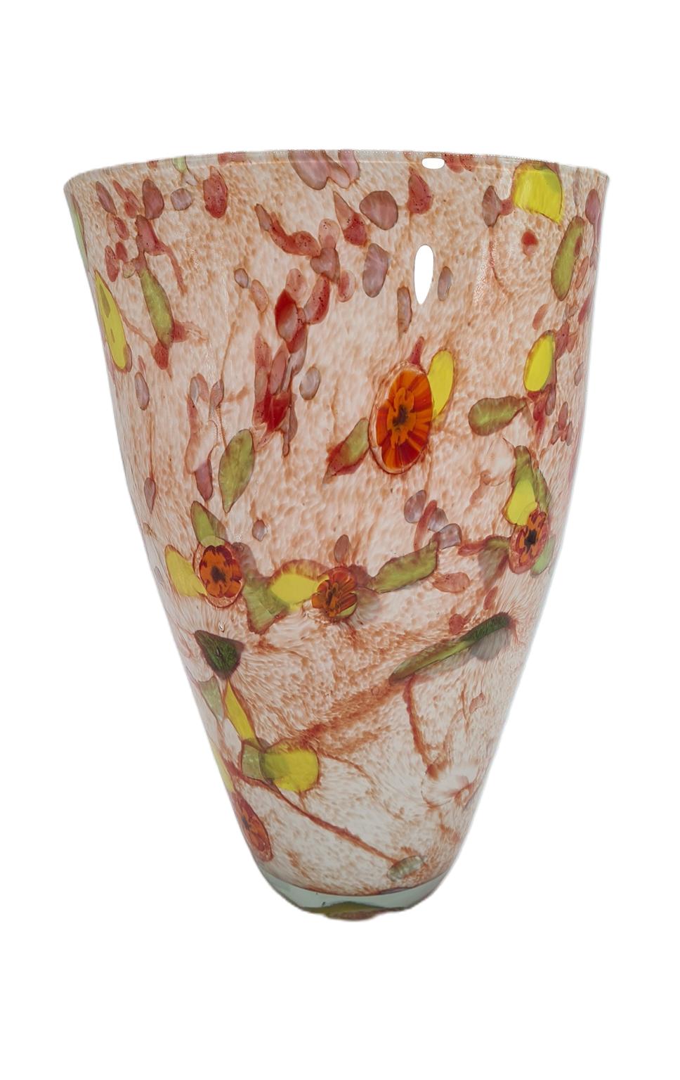 Duży wazon vintage, szkło artystyczne konfetti, lata 60