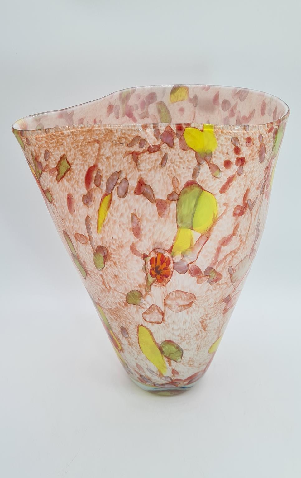 Duży wazon vintage, szkło artystyczne konfetti, lata 60