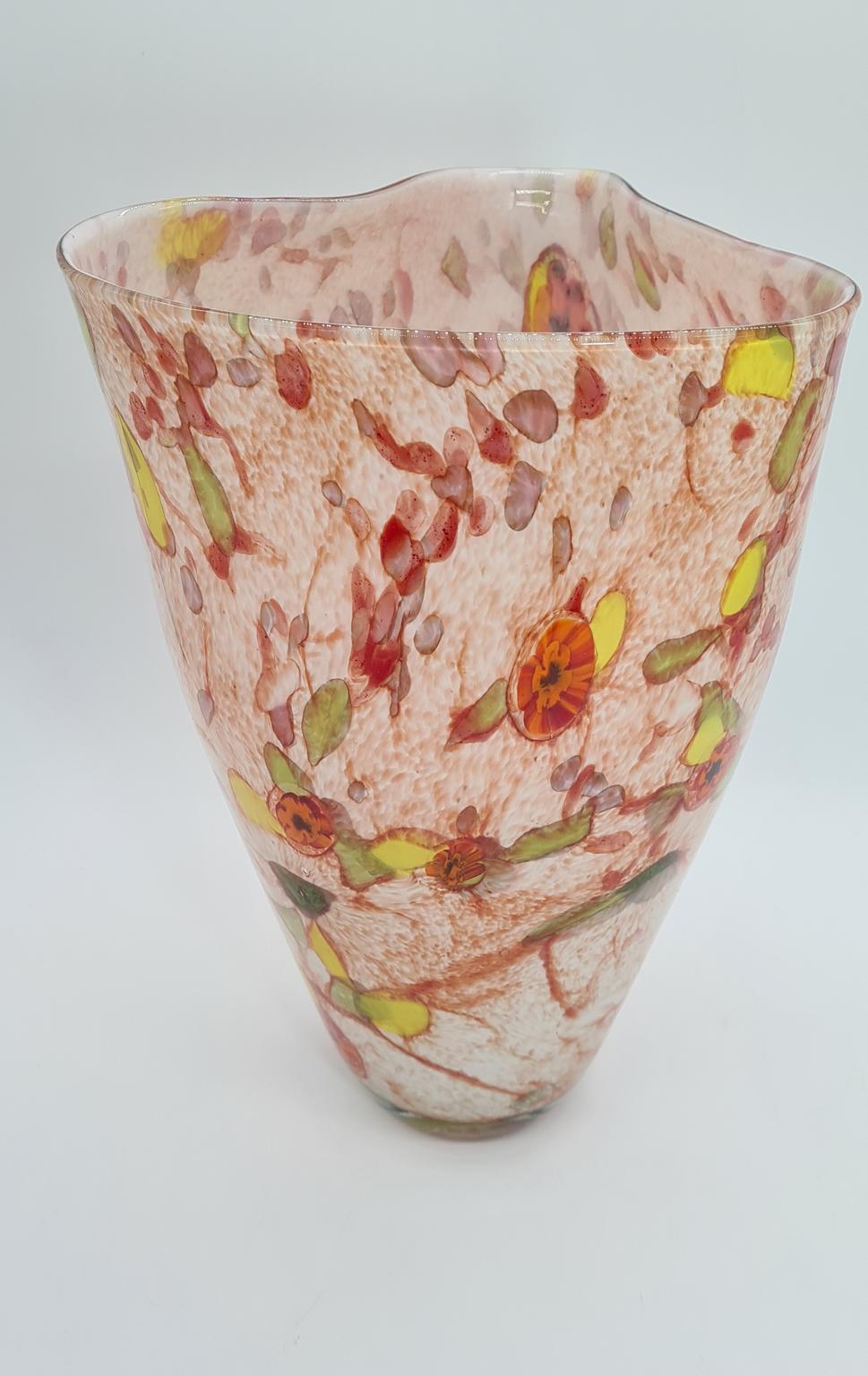 Duży wazon vintage, szkło artystyczne konfetti, lata 60