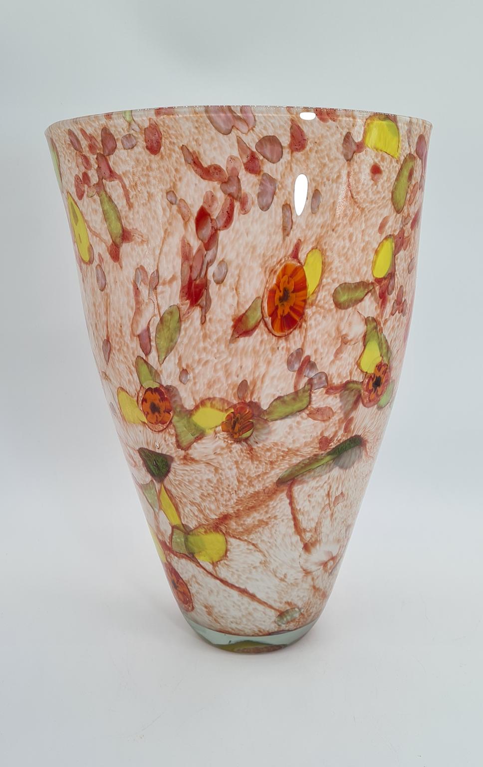 Duży wazon vintage, szkło artystyczne konfetti, lata 60