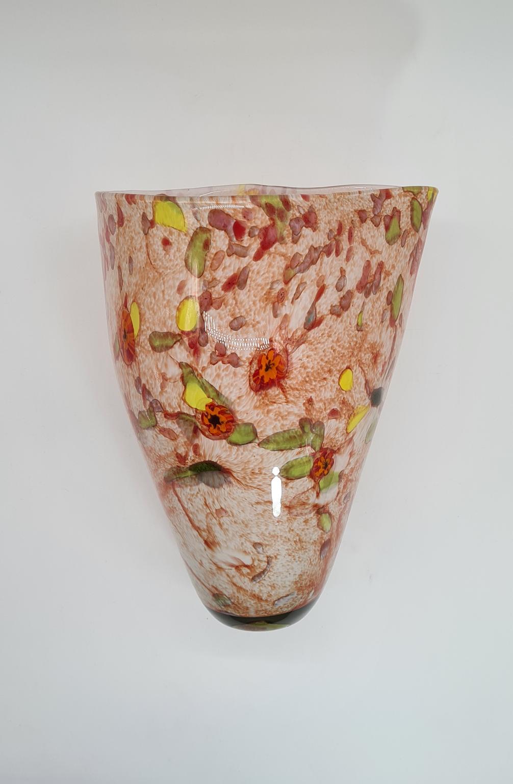 Duży wazon vintage, szkło artystyczne konfetti, lata 60