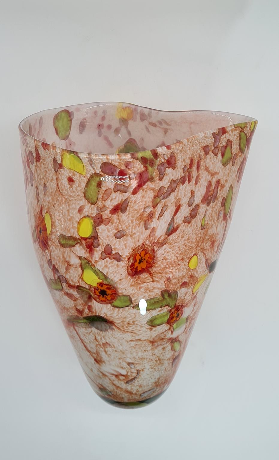 Duży wazon vintage, szkło artystyczne konfetti, lata 60