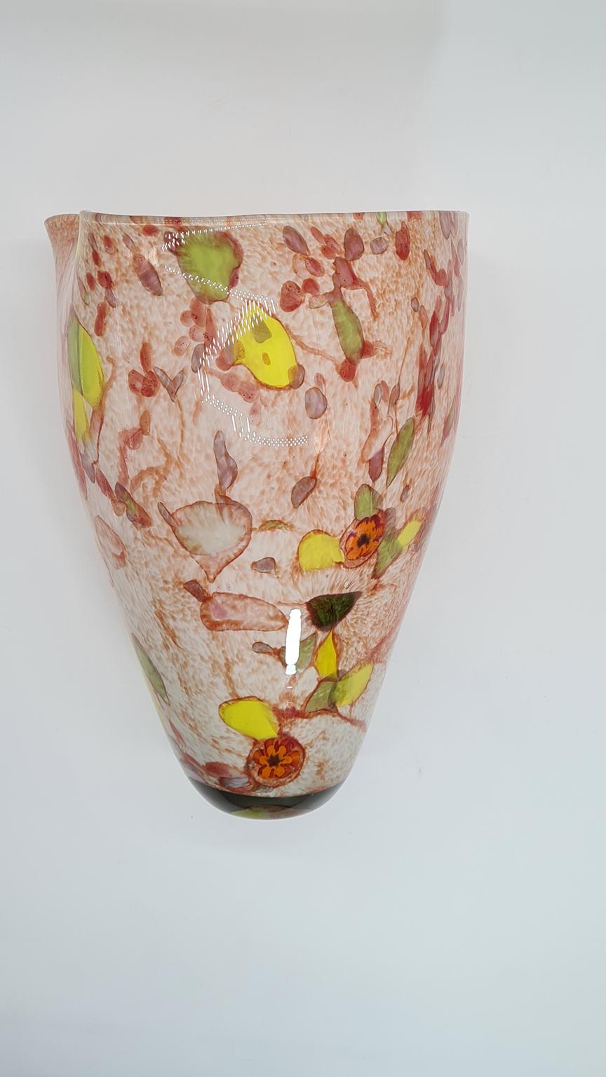 Duży wazon vintage, szkło artystyczne konfetti, lata 60