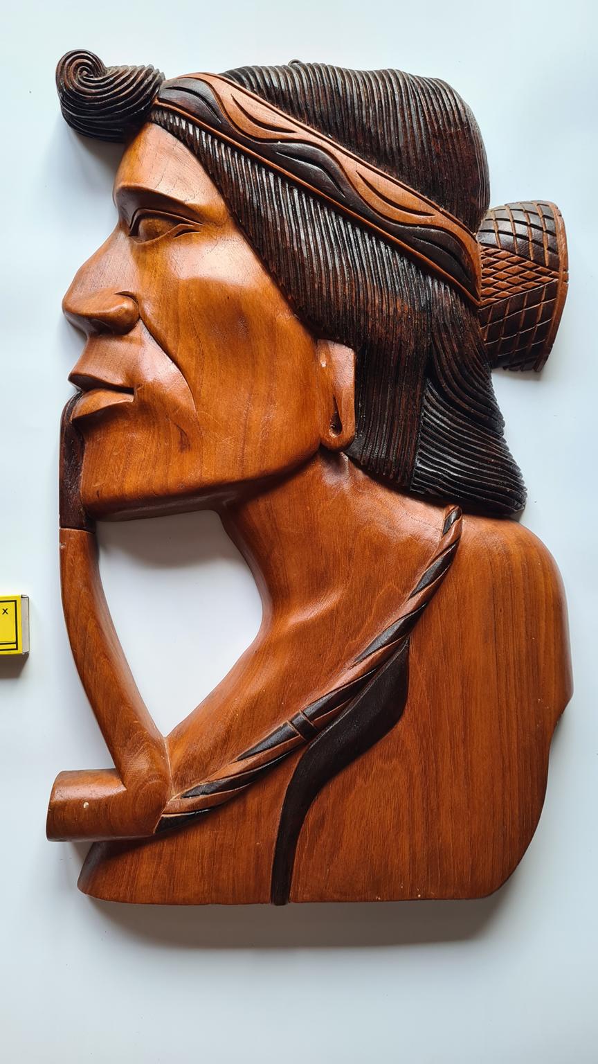 Para dużych, drewnianych rzeźb ściennych, lata 70