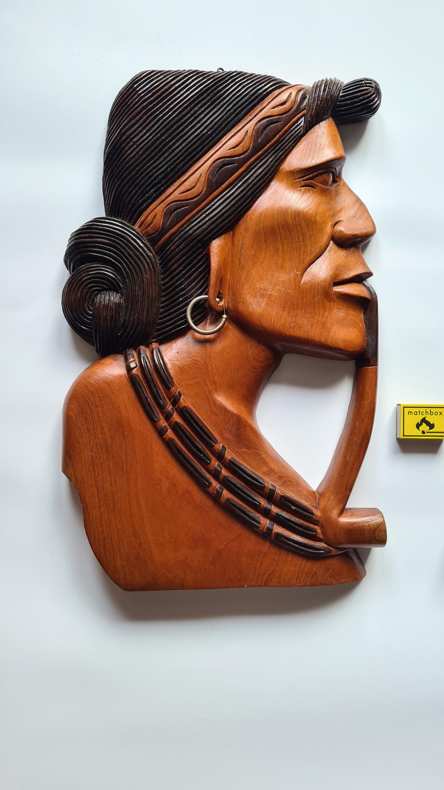 Para dużych, drewnianych rzeźb ściennych, lata 70