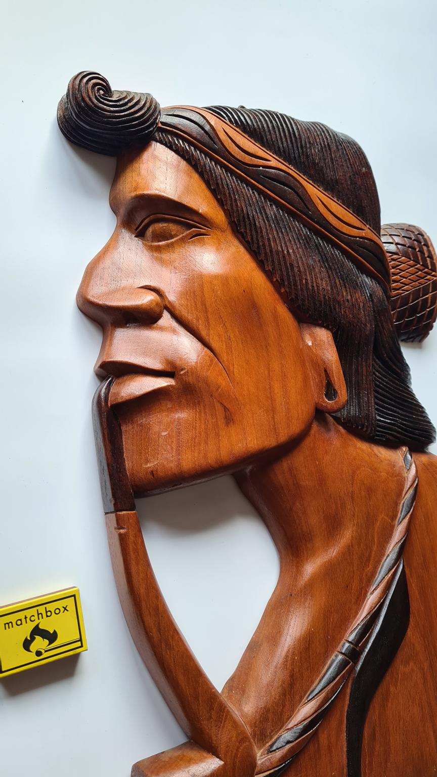 Para dużych, drewnianych rzeźb ściennych, lata 70