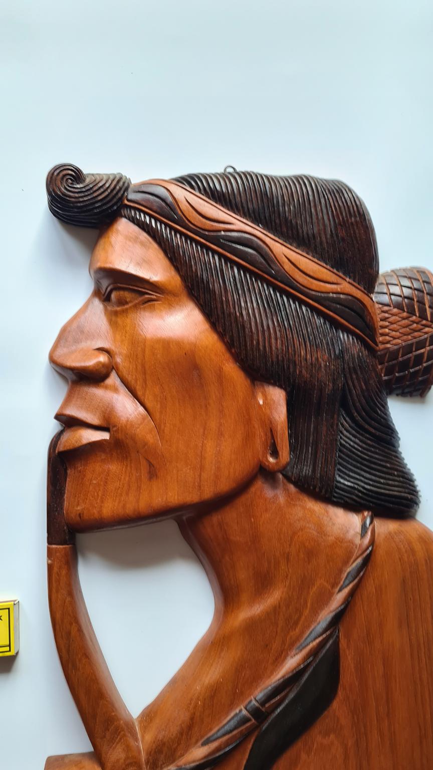 Para dużych, drewnianych rzeźb ściennych, lata 70