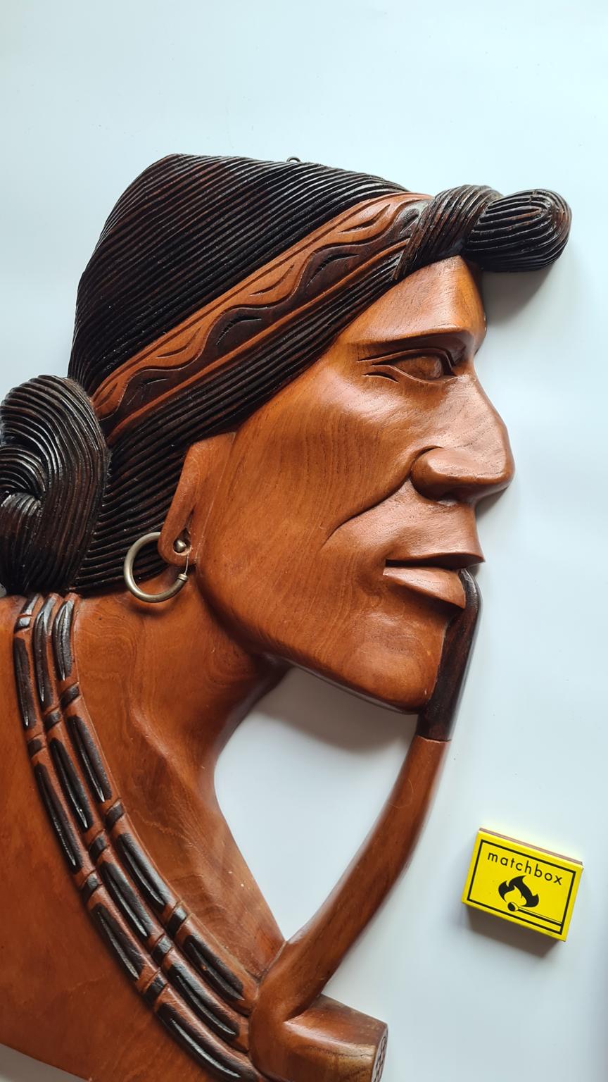 Para dużych, drewnianych rzeźb ściennych, lata 70