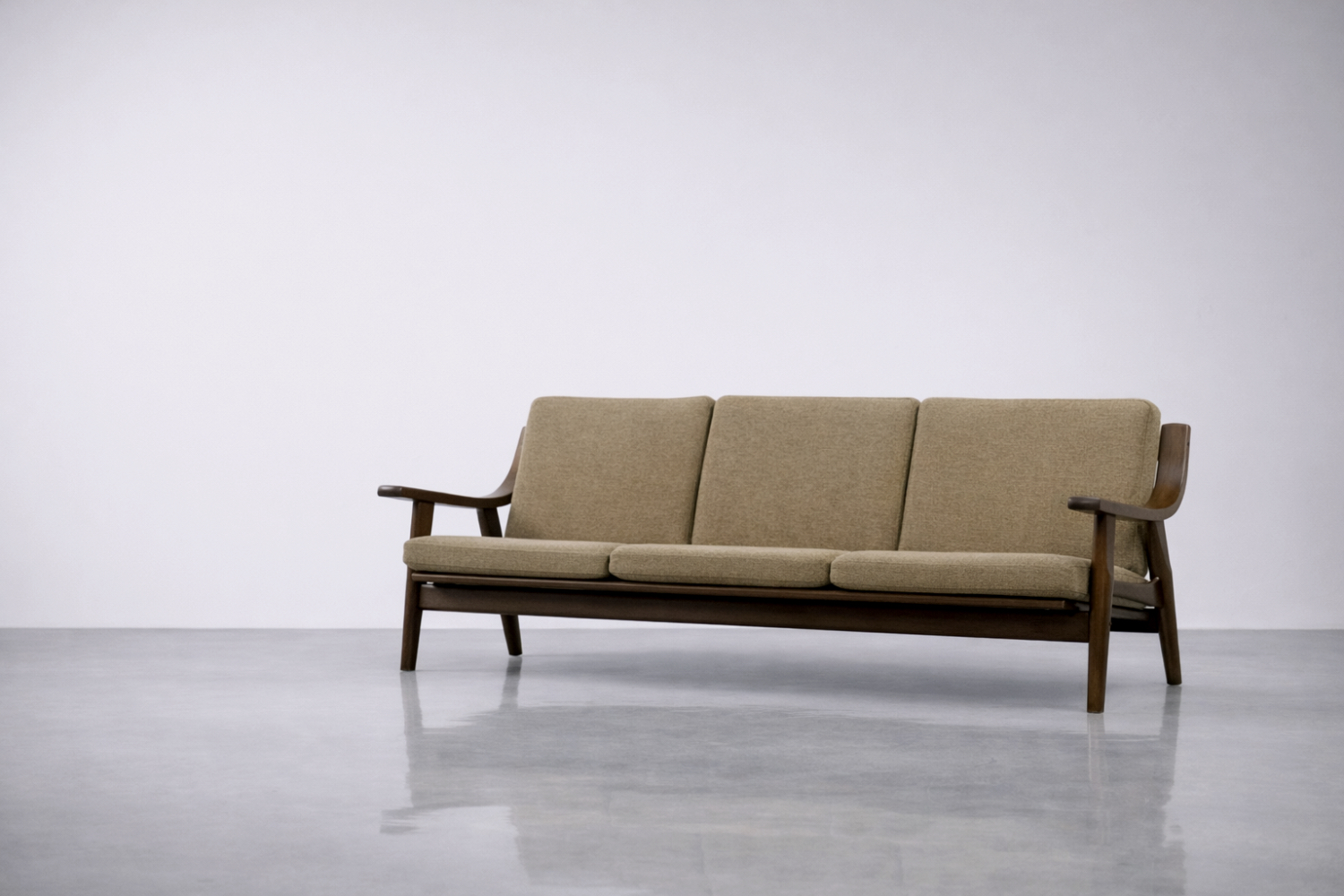 Komplet wypoczynkowy sofa + fotel GE-530, proj. Hans J. Wegner dla Getama, Dania, lata 60