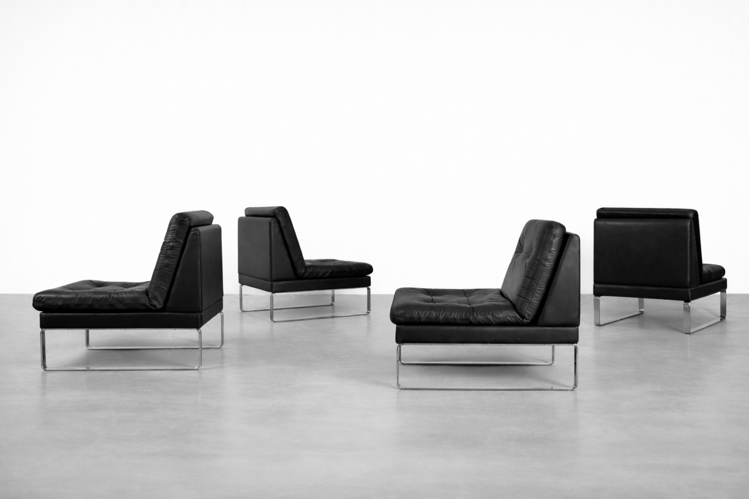 Modular Sofa / Set of 4 Leather Armchairs by Klöber, Germany, 1980s