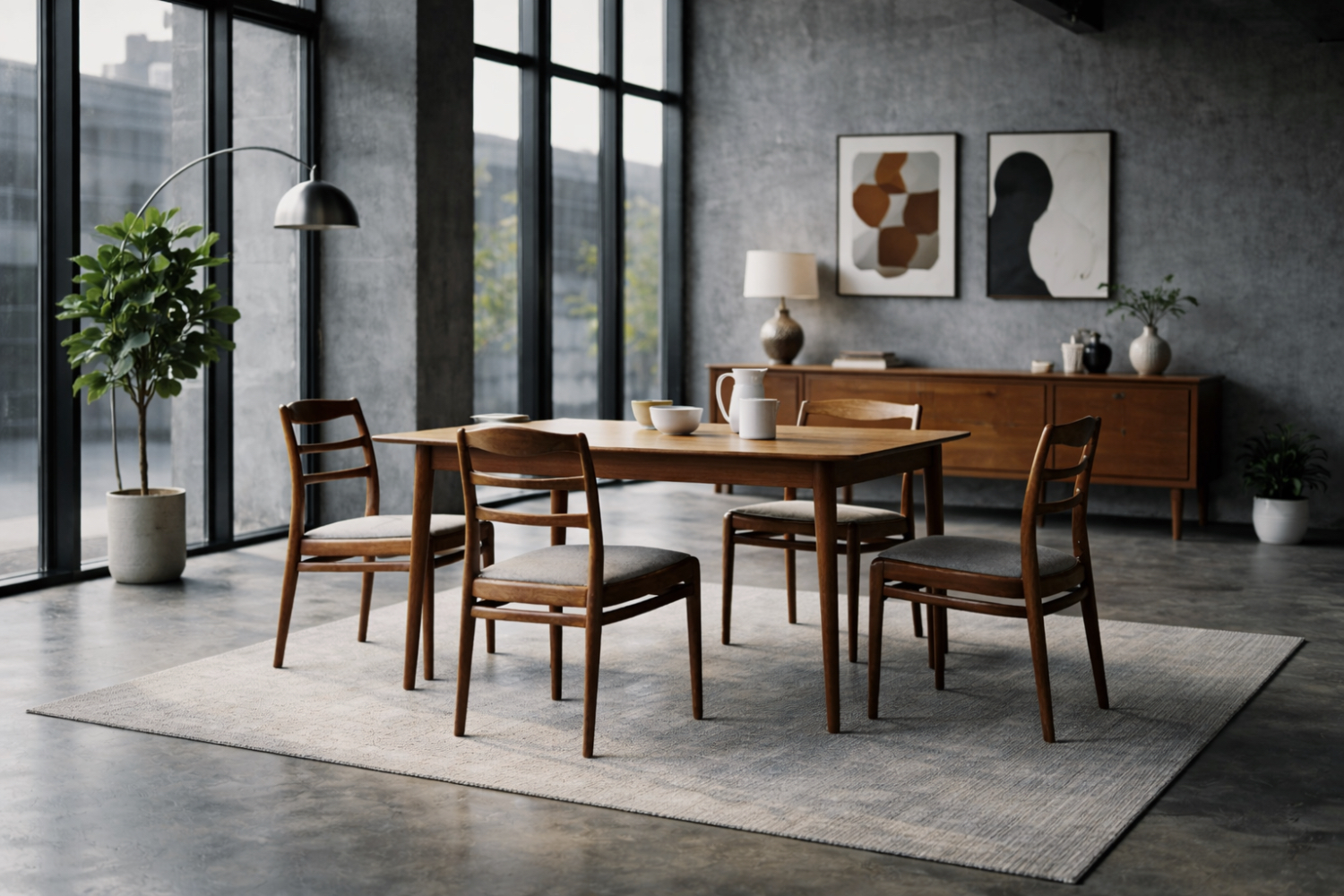 Komplet 4 eleganckich krzeseł tekowych, Dania, lata 60