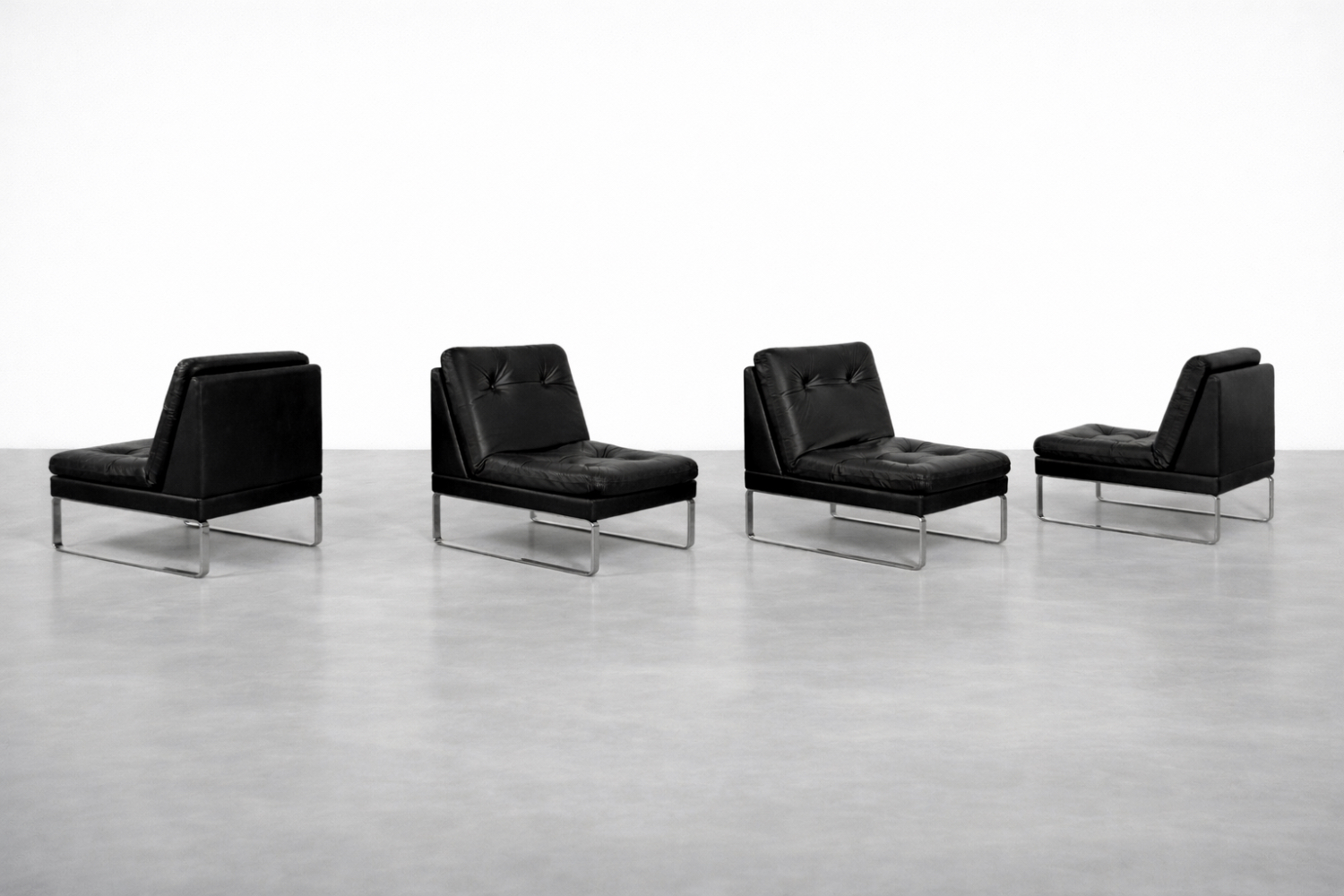 Modular Sofa / Set of 4 Leather Armchairs by Klöber, Germany, 1980s