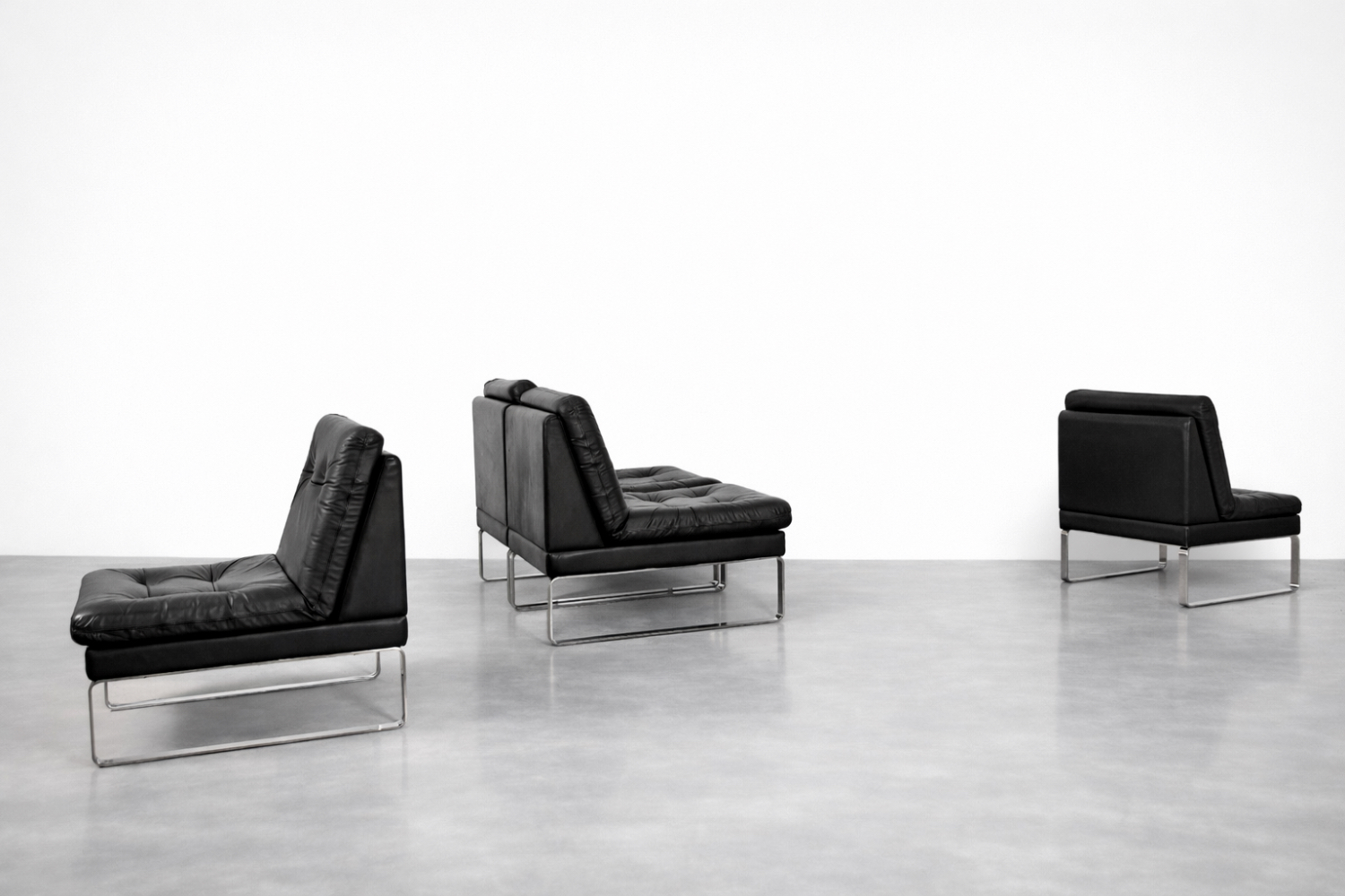 Modular Sofa / Set of 4 Leather Armchairs by Klöber, Germany, 1980s