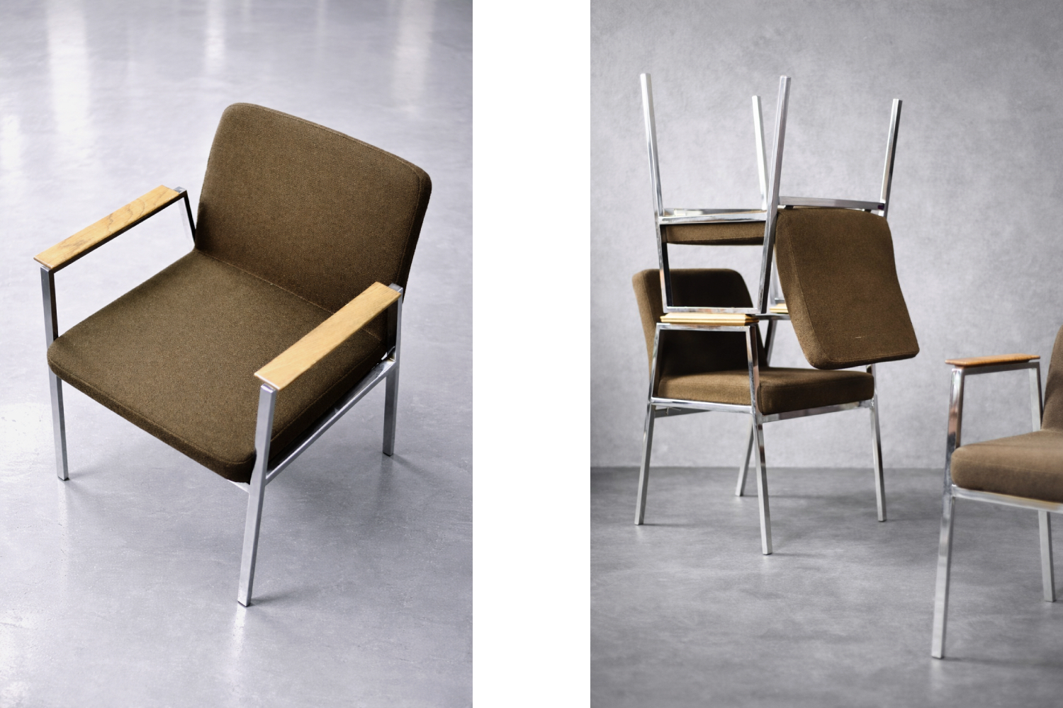 Brązowe krzesło konferencyjne, Drabert, Niemcy, lata 70